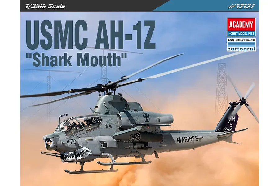 Academy 1/35 USMC AH-1Z &amp;quot;Shark Mouth&amp;quot; Helicopter Scaled Plastic Model Kit image 55402