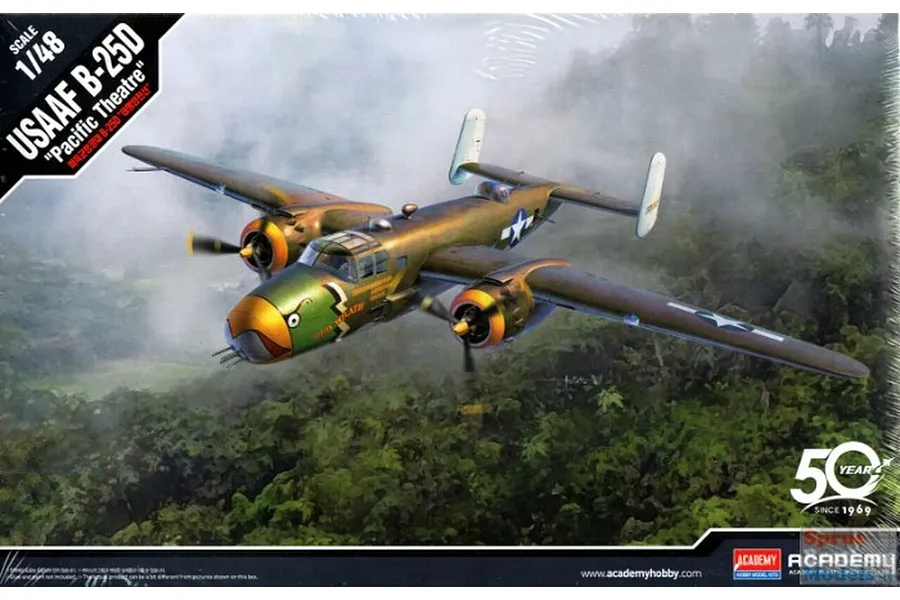 Academy 1/48 USAAF B-25D &amp;quot;Pacific Theatre&amp;quot; Bomber Scaled Plastic Model Kit image 55429