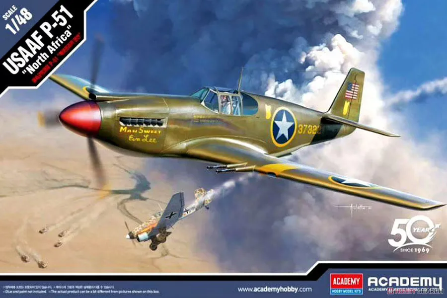 Academy 1/48 USAAF P-51 Fighter Scaled Plastic Model Kit image 55440