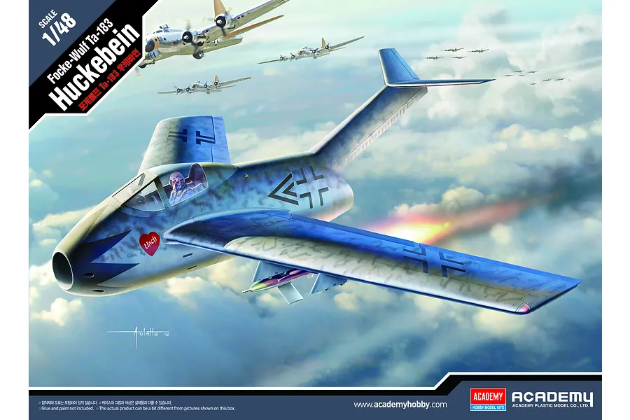 Academy 1/48 Focke-Wulf Ta183 Huckebein Fighter Scaled Plastic Model Kit image 55442
