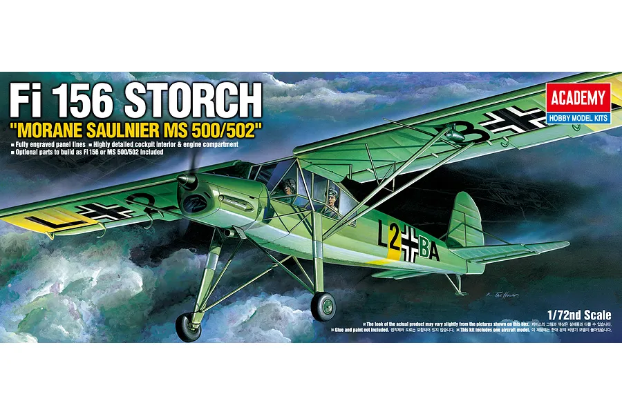 Academy 1/72 Fieseler FI-156 STORCH &amp;quot;Morane Saulnier MS 500/502&amp;quot; Fighter Scaled Plastic Model image 55479