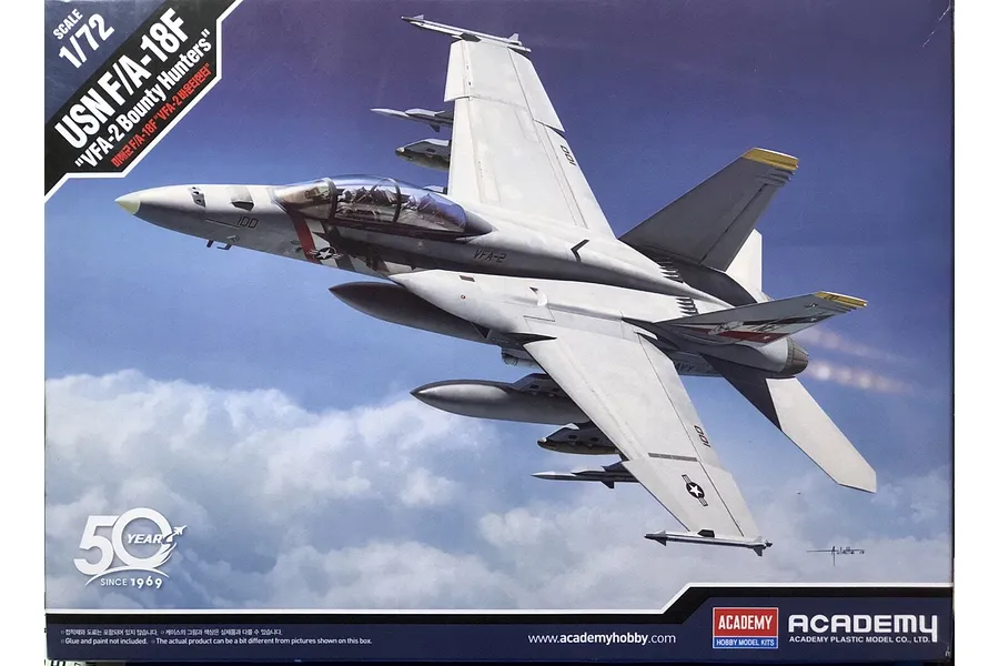 Academy 1/72 USN F/A-18F VFA-2 &amp;quot;Bounty Hunters&amp;quot; Fighter Scaled Plastic Model Kit image 55483