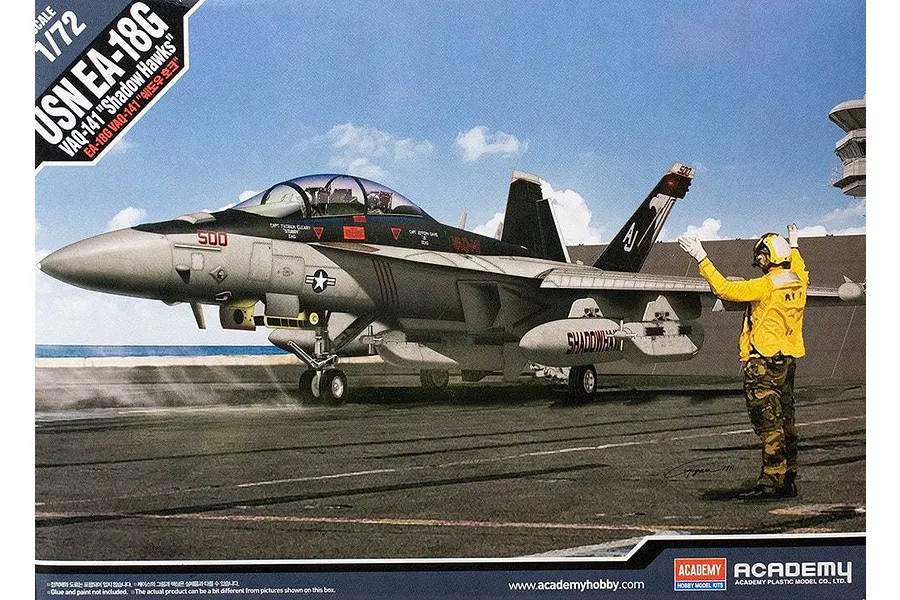 Academy 1/72 USN EA-18G VAQ-141 &amp;quot;shadow Hawks&amp;quot; Fighter Scaled Plastic Model Kit w/ Australian Forces Insignia image 55511
