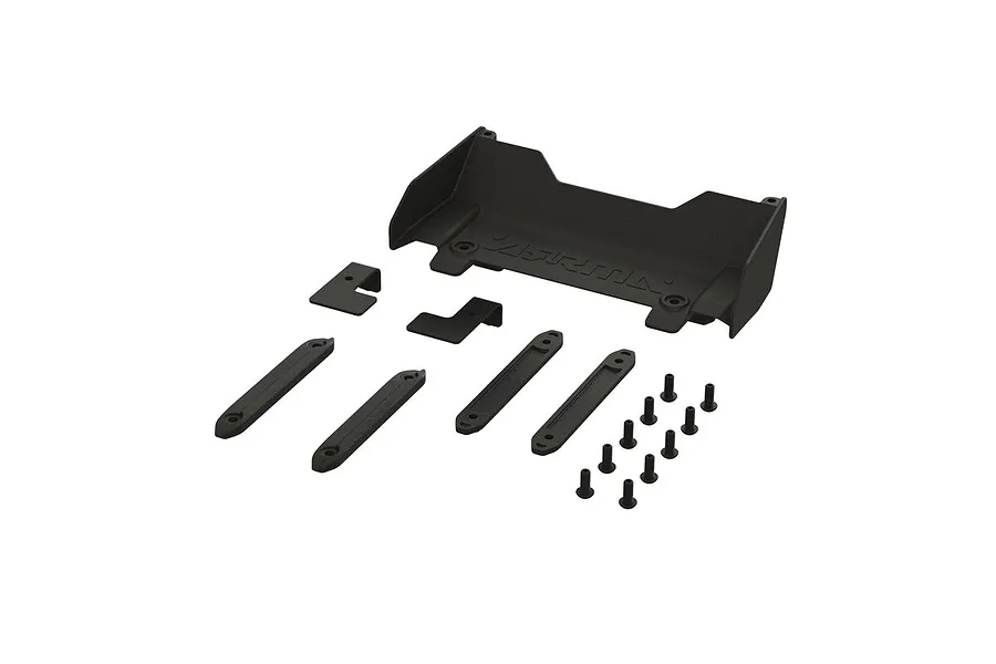 ARRMA Vorteks Black Rear Wing &amp;amp; Roof Skid Plates w/ Hardware image 55513