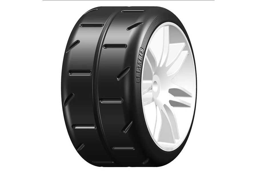 GRP 3.7&amp;quot; W02 Revo (XS5 Medium) Tyres on White Spoke Rims - Glued Wheels 2Pcs image 55518
