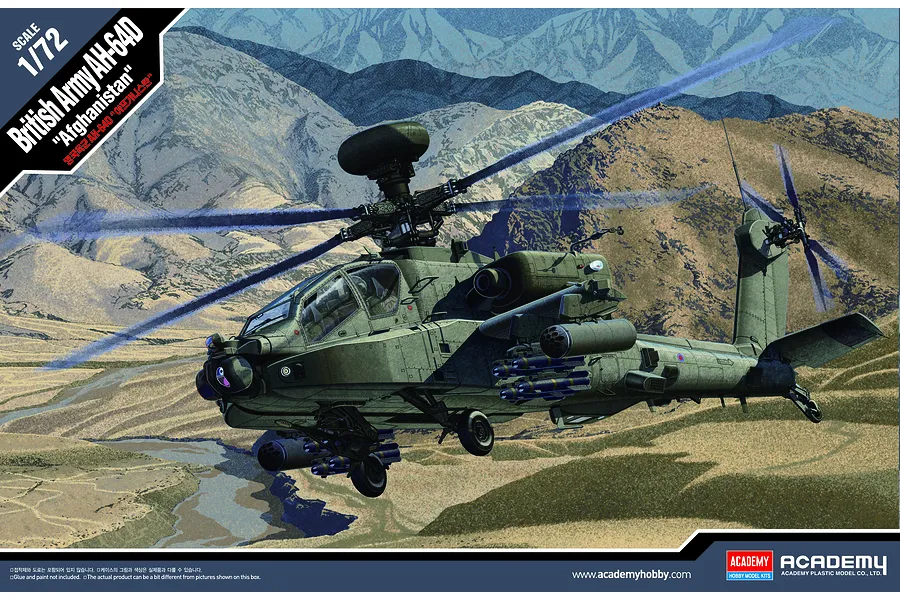 Academy 1/72 British Apache AH-64D &amp;quot;Afghanistan&amp;quot; Helicopter Scaled Plastic Model Kit image 55523
