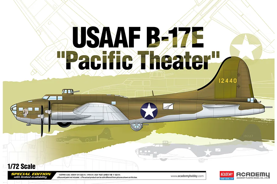 Academy 1/72 USAAF B-17E &amp;quot;Pacific Threater&amp;quot; Flying Fortress Bomber Scaled Plastic Model Kit image 55555
