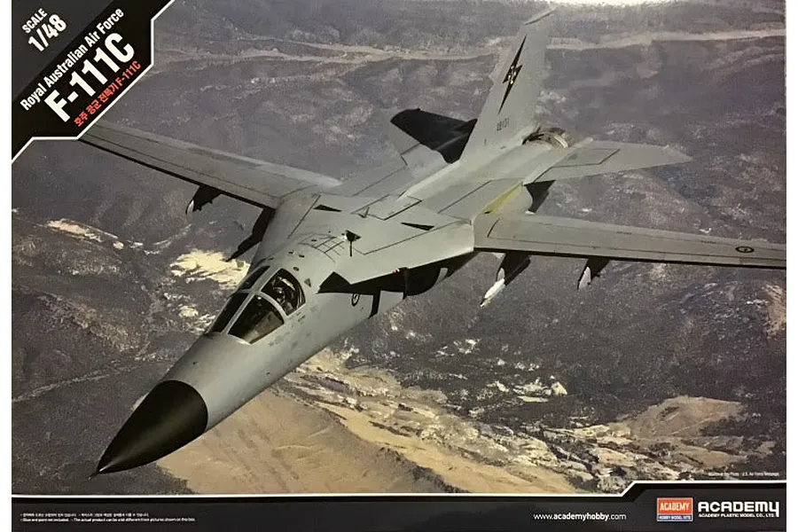 Academy 1/48 Royal Australian Air Force F-111C Fighter Scaled Plastic Model Kit w/ Australian Insignia image 55561