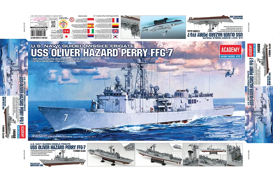 Academy 1/350 USS Oliver Hazard Perry FFG-7 Guilded Missile Frigate Scaled Plastic Model kit w/ Australian Forces Insignias image 55692
