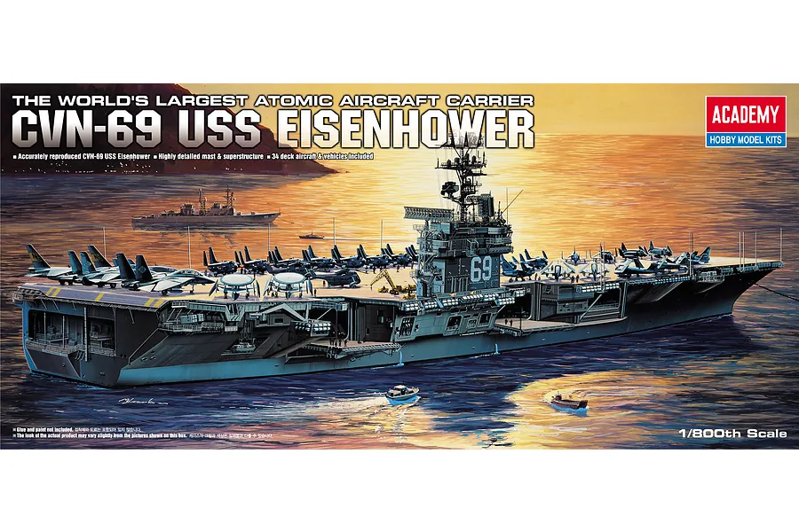 Academy 1/800 USS Eisenhower [CVN-69] Aircraft Carrier Scaled Plastic Model Kit image 55694