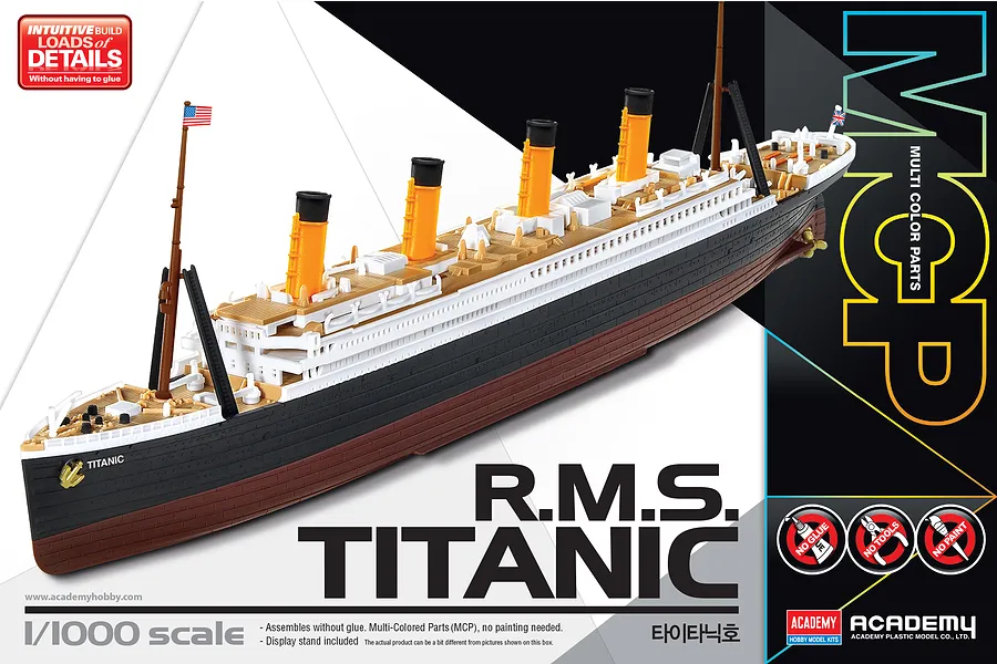 Academy 1/1000 RMS Titanic Ship (MCP) Scaled Plastic Model Kit w/ Display Stand image 55724