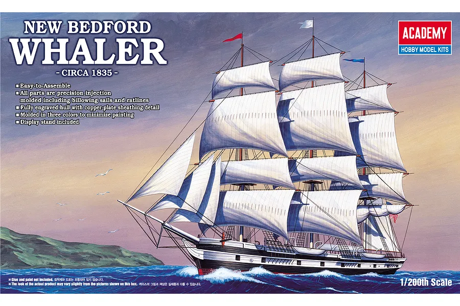 Academy 1/200 1835 New Bedford Whaler Ship Scaled Plastic Model Kit w/ Display Stand image 55725