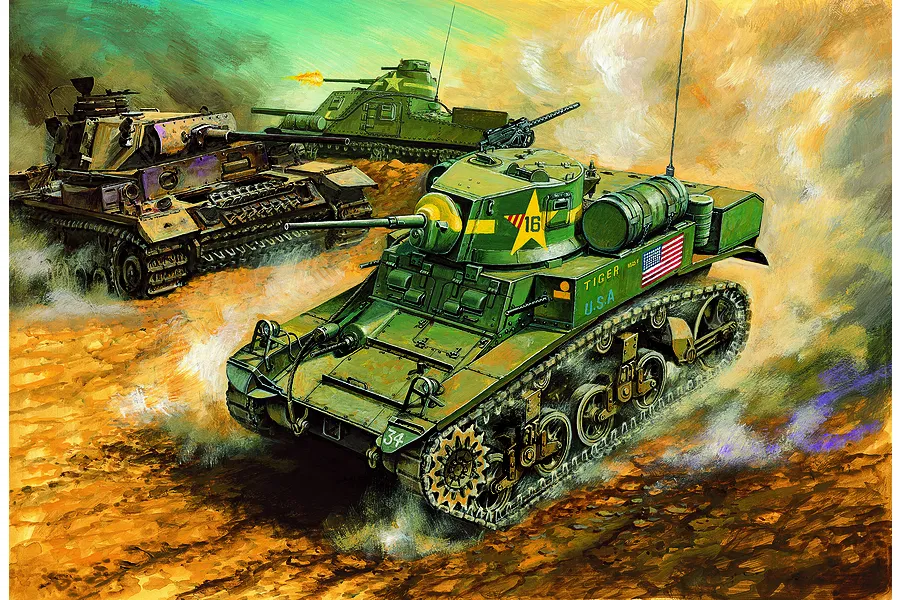 Academy 1/35 U.S. M3A1 Stuart Light Tank Scaled Plastic Model Kit image 55727