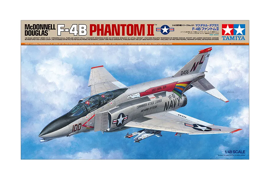 Tamiya 1/48 McDonnell Douglas F-4B Phantom II Fighter Jet Scaled Plastic Model Kit image 55742