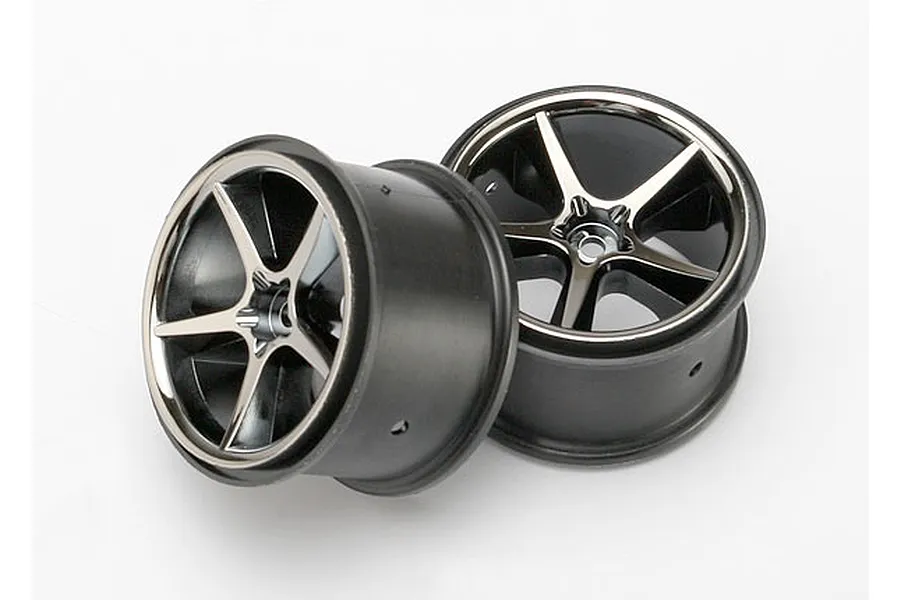 Traxxas 2.2&amp;quot; Gemini Black Chrome Rims 2Pcs image 5577