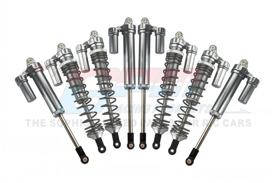 GPM Silver Aluminium UDR Front &amp;amp; Rear Adjustable Piggyback Shocks 8Pcs image 55895