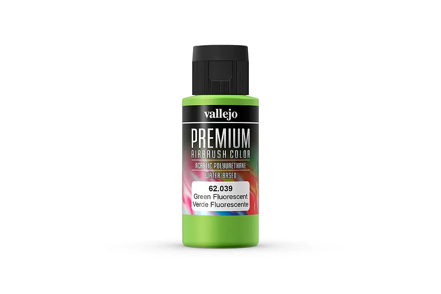 Vallejo Fluorescent Green Polyurethane Premium Airbrush Colour 60ml image 55992