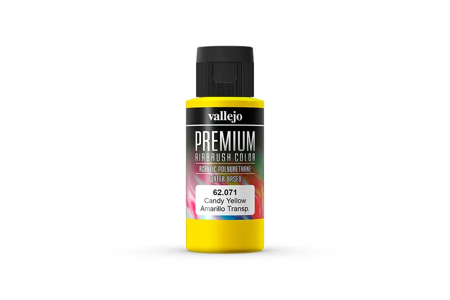 Vallejo Candy Yellow Transparent Polyurethane Premium Airbrush Colour 60ml image 2