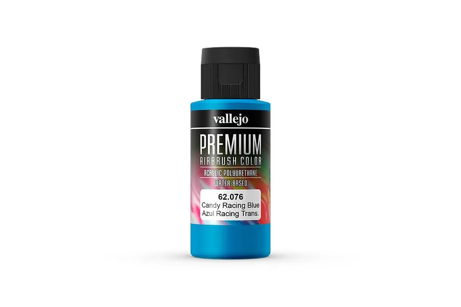 Vallejo Candy Racing Blue Transparent Polyurethane Premium Airbrush Colour 60ml image 56007