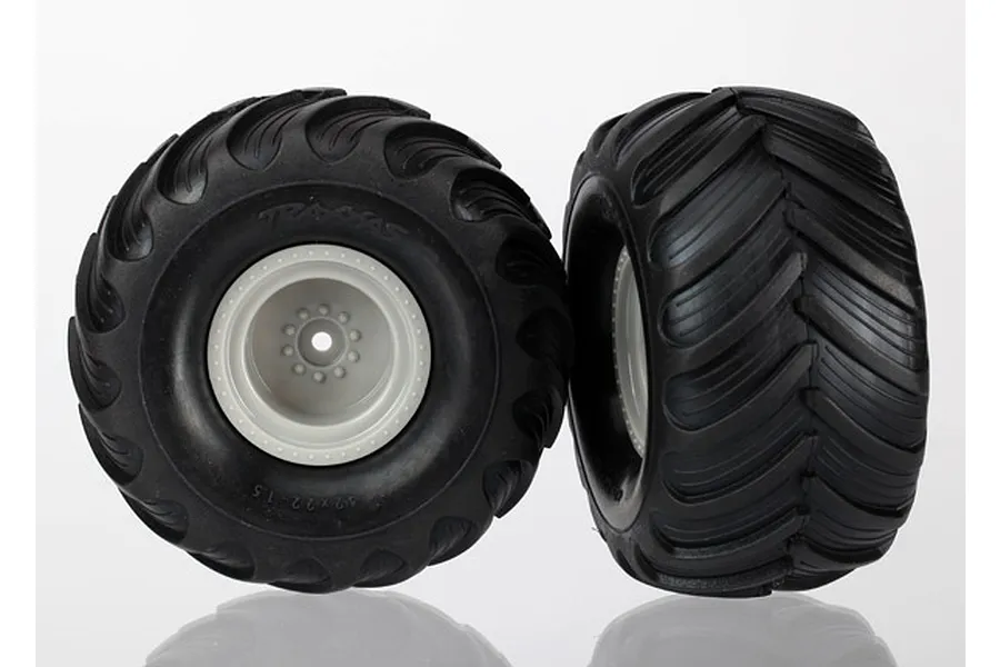Traxxas 1.5/2.2&amp;quot; Monster Jam Replica Tyres on Monster Jam Replica Grey Rims - Glued Wheels 2Pcs image 5603