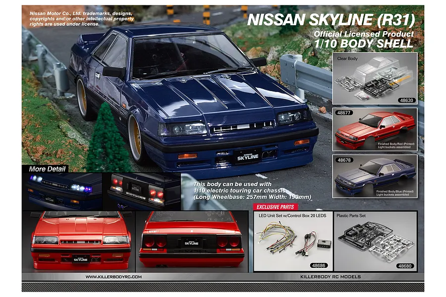 Killerbody 1/10 Nissan Skyline R31 Unpainted Body Shell - Clear image 56164