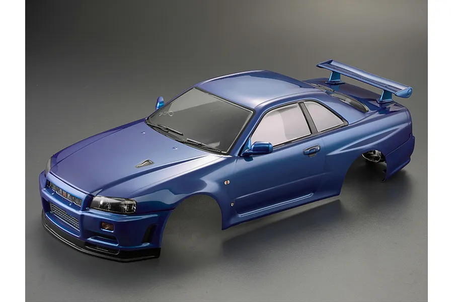 Killerbody 1/10 Nissan Skyline BNR34 Blue Painted Body Shell w/ Decals image 56333