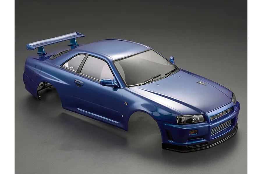 Killerbody 1/10 Nissan Skyline BNR34 Blue Painted Body Shell w/ Decals image 56337
