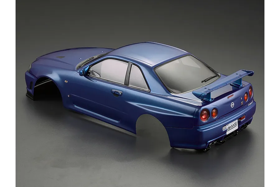 Killerbody 1/10 Nissan Skyline BNR34 Blue Painted Body Shell w/ Decals image 56340