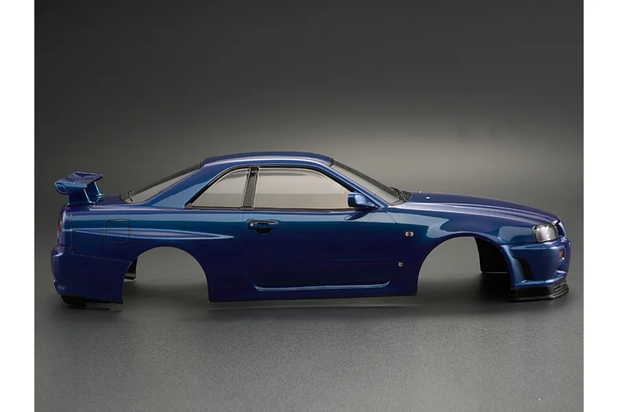 Killerbody 1/10 Nissan Skyline BNR34 Blue Painted Body Shell w/ Decals image 56343