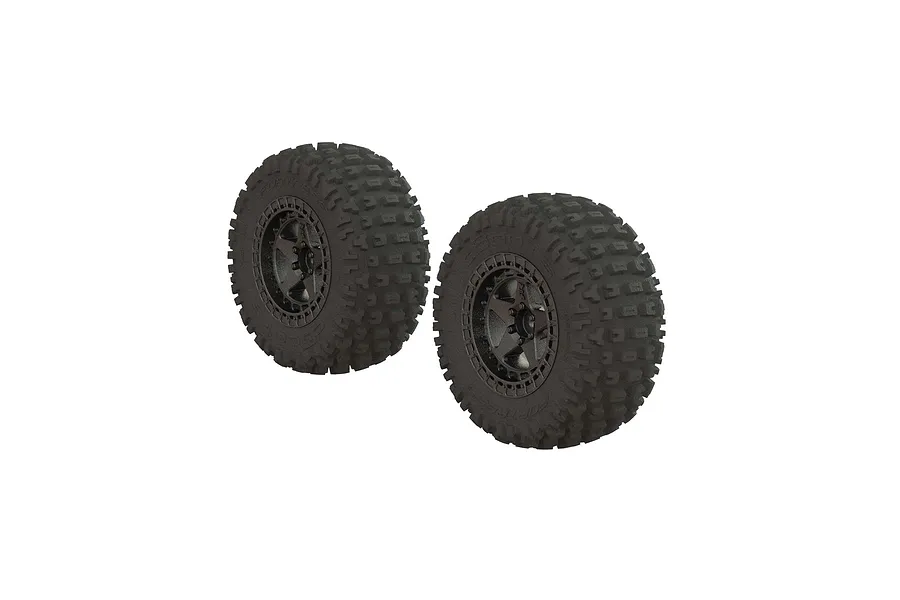 ARRMA 2.2/3.0&amp;quot; dBoots Fortress SC Tyres on 5 Spoke Gunmetal Rims - Glued Wheels 2Pcs image 56573