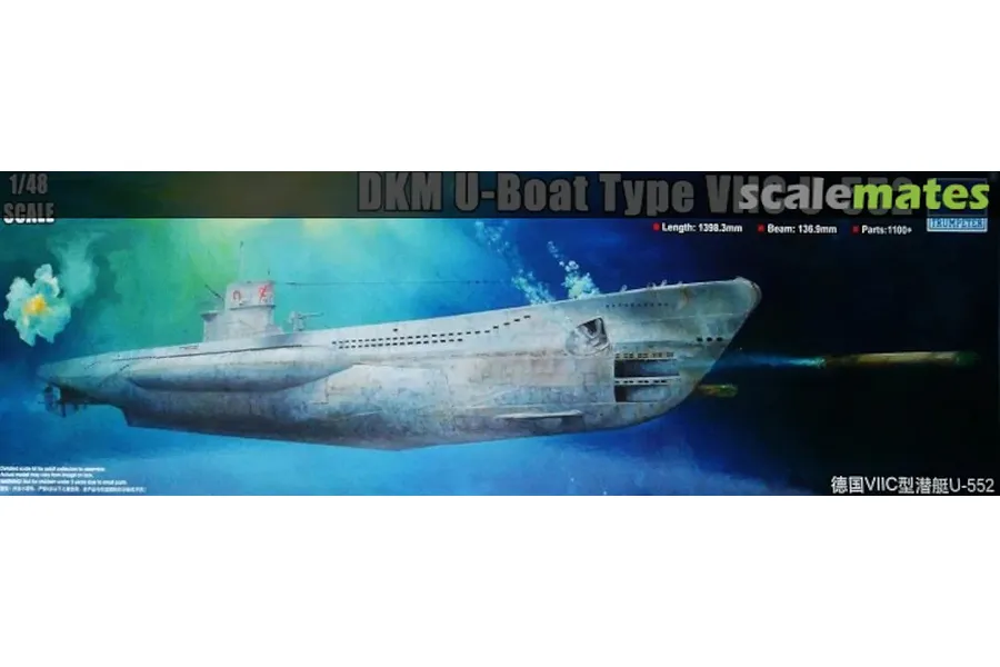Trumpeter 1/48 German DKM U-Boat Type VIIC U-552 Submarine Scaled Plastic Model Kit image 56717