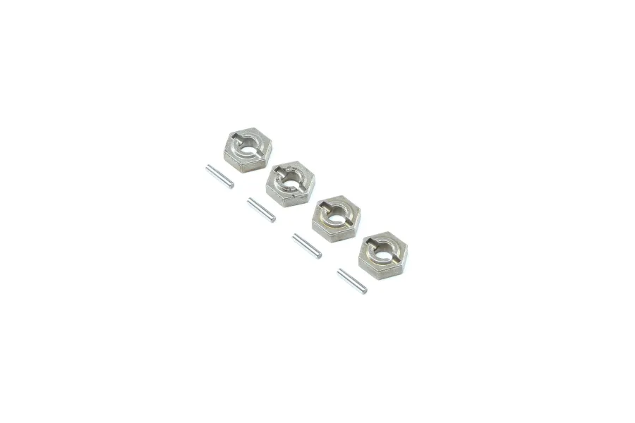 Losi Gunmetal Aluminium 12mm Wheel Hexes 4Pcs w/ Pins image 57124