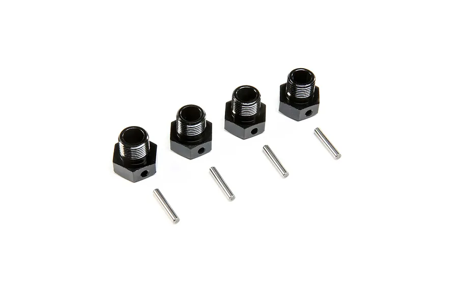 Losi Black Aluminium 17mm Wheel Hexes 4Pcs w/ Pins image 57125