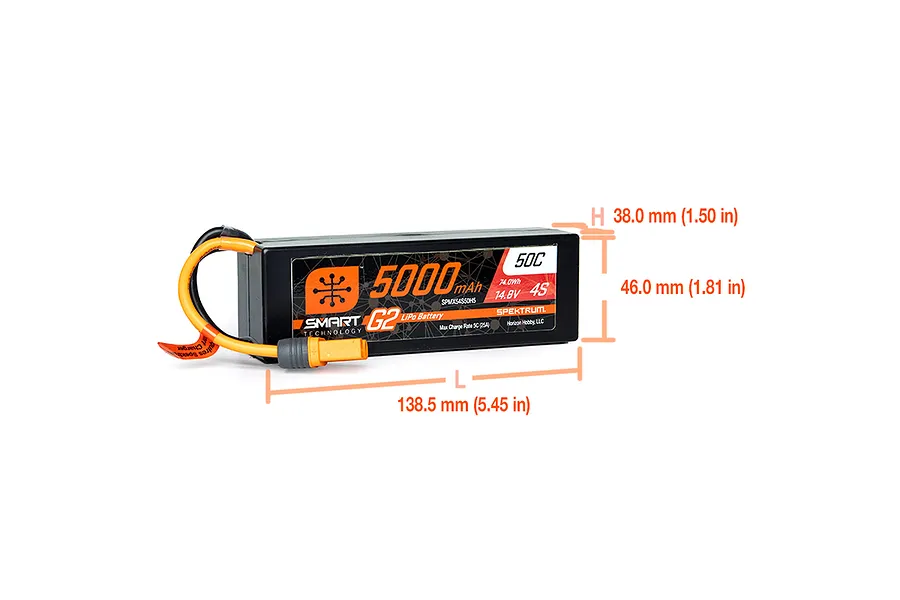 Spektrum 14.8V 5000mAh 50C Hard Case LiPo Battery w/ G2 Smart Technology image 57203