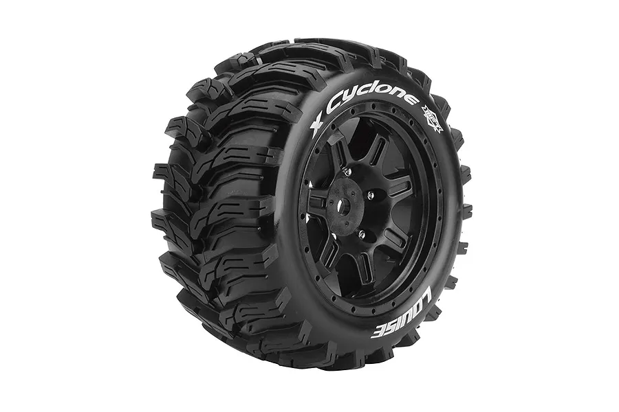 Louise 5.5&amp;quot; X-Cyclone Sport MFT Tyres on 7 Spoke Black Rims - Glued Wheels 2Pcs image 57252