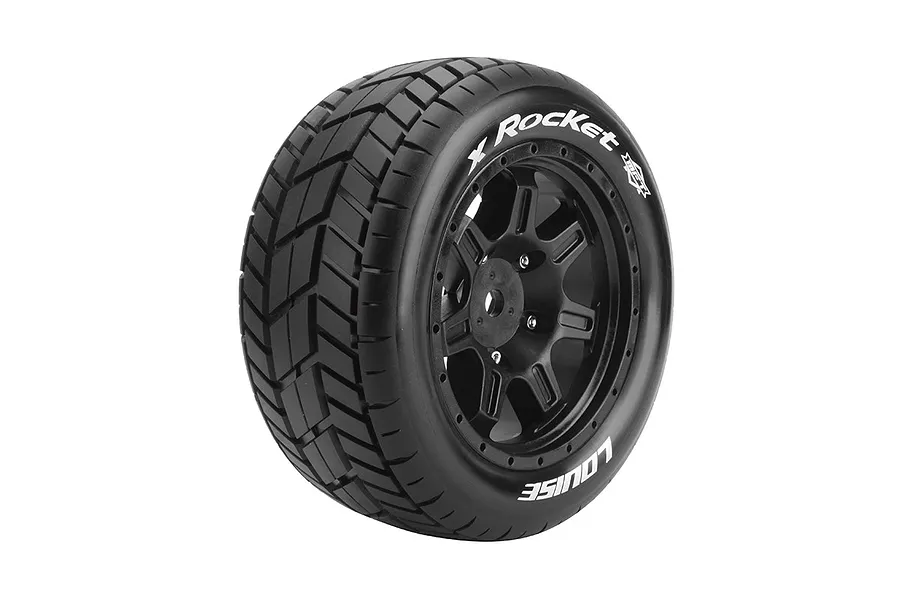 Louise 5.5&amp;quot; X-Rocket Sport MFT Tyres on 7 Spoke Black Rims - Glued Wheels 2Pcs image 57273