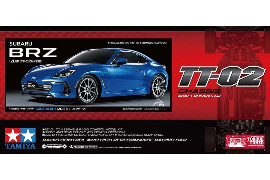 Tamiya TT-02 Subaru BRZ (ZD8) RC Car Electric 4WD 1/10 Scale Kit (no ESC) - Blue image 57353