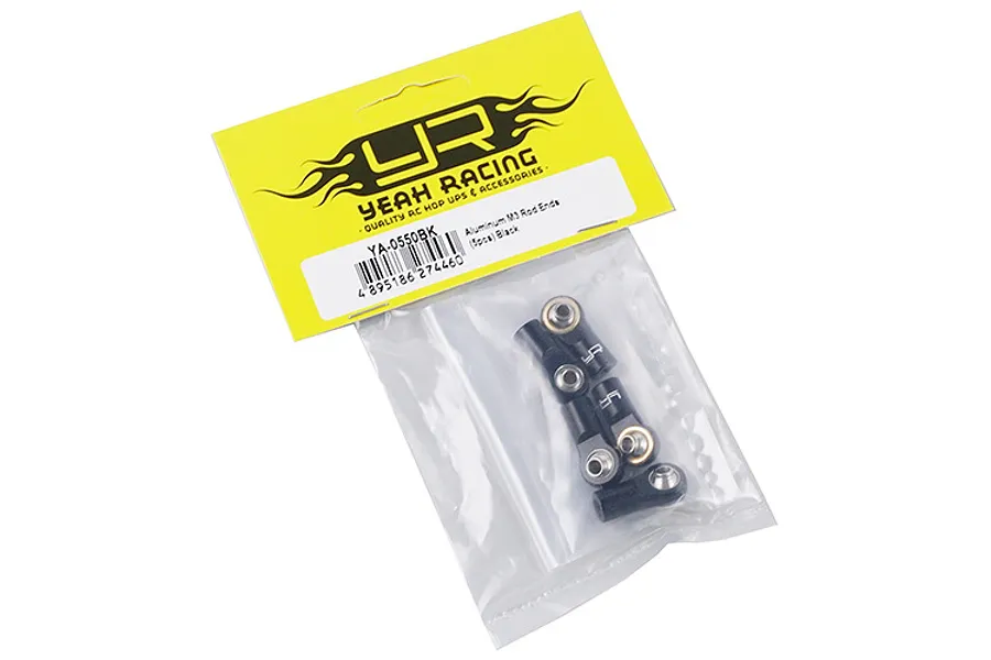 Yeah Racing Aluminium M3 Rod Ends 5Pcs -  Black image 57525