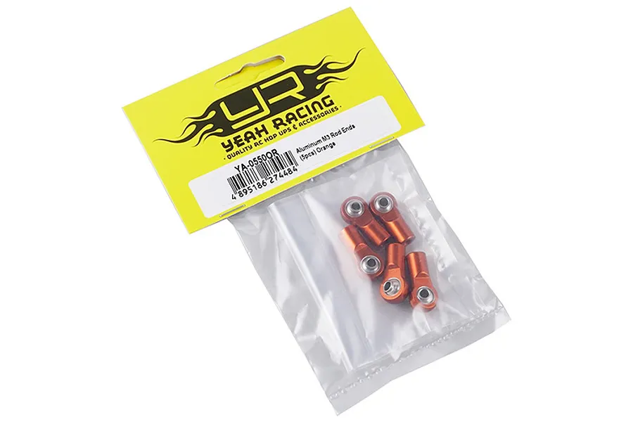 Yeah Racing Aluminium M3 Rod Ends 5Pcs -  Orange image 57527
