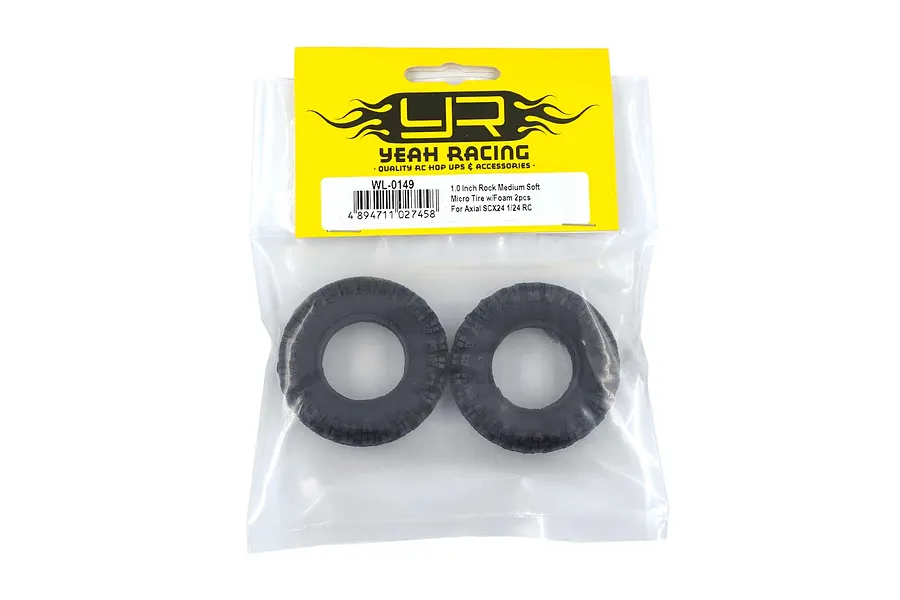 Yeah Racing 1.0&amp;quot; Rock Medium Soft Micro Tyres w/ Foam Inserts 2Pcs image 57556