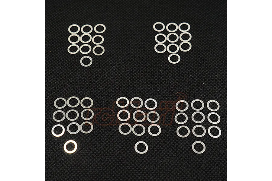 Yeah Racing Stainless Steel 5x7mm Washer Shim Set 0.1, 0.15, 0.2, 0.25, 0.3mm image 57557