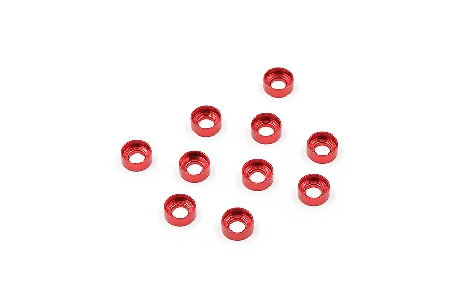 Yeah Racing Red Aluminium M3 Button Head Countersunk Washers 10Pcs image 57577