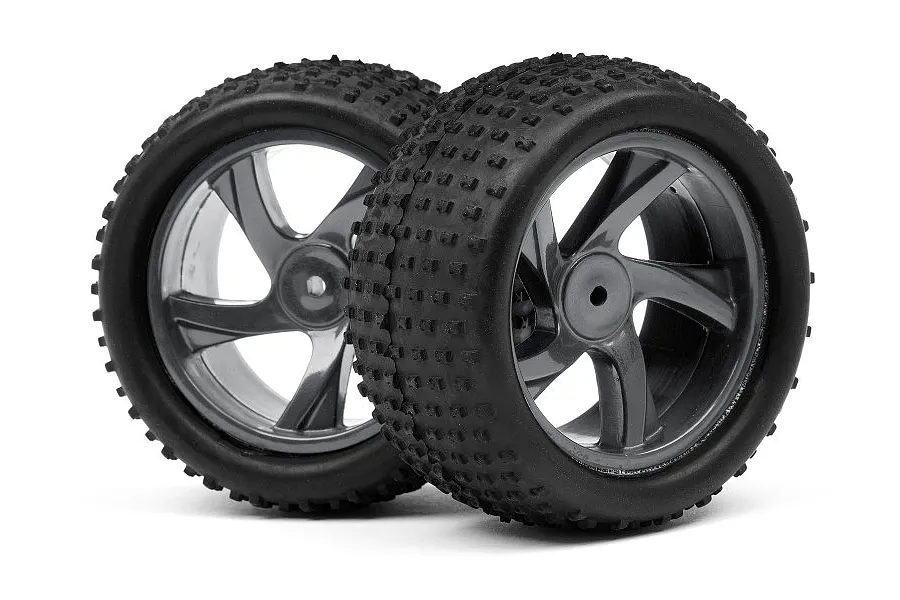 Maverick 1.9&amp;quot; Truggy Tyres on Black 5 Spoke Rims - Glued Wheels 2Pcs image 57584