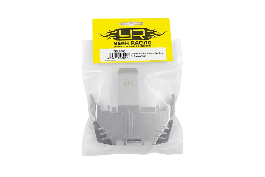Yeah Racing stainless steel full protector skid plate for Traxxas TRX-4 in original retail packaging.