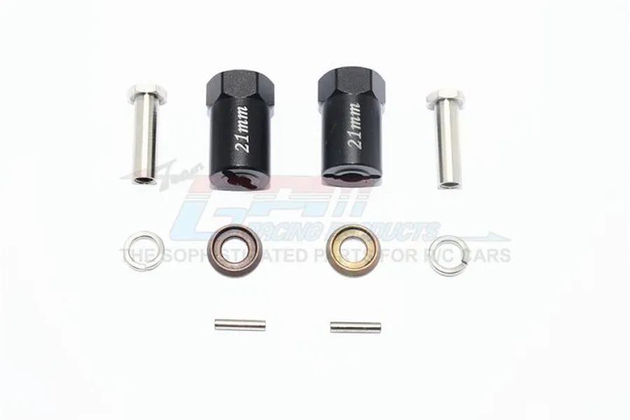 GPM Black Aluminium 12mm Wheel Hex +21mm Adaptors 2Pcs w/ Hardware image 58500
