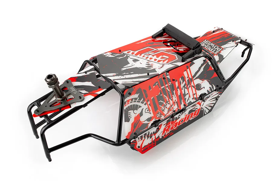 Rovan Black Steel GT Sand Rail Baja Roll Cage w/ Painted Red Panels, LED Light Bar &amp;amp; Spare Tyre Mount image 58505