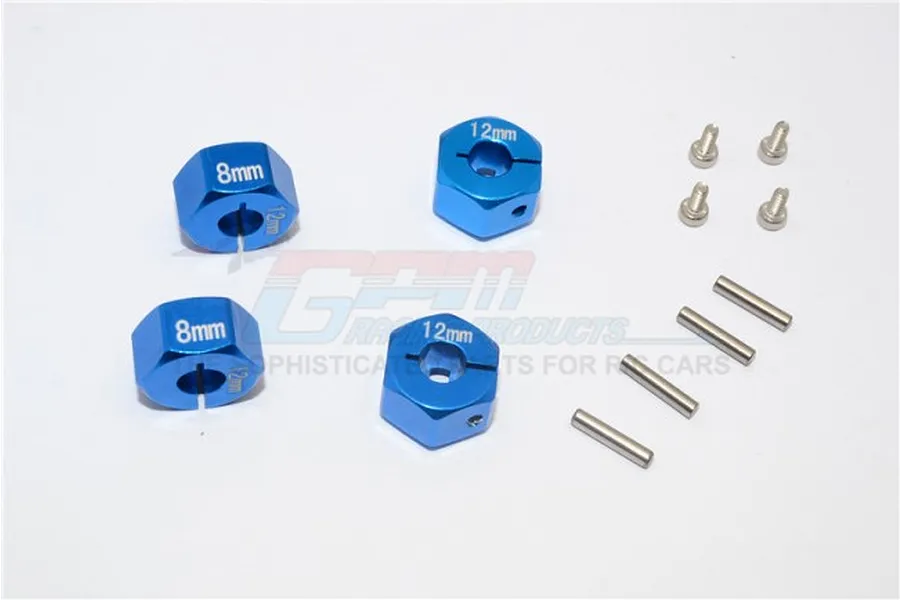 GPM Blue Aluminium 12mm Wheel Hex +8mm Adapters 2Pcs w/ Hardware image 58553