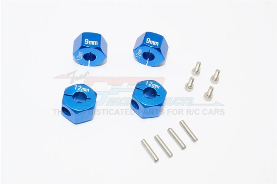GPM Blue Aluminium 12mm Wheel Hex +9mm Adapters 2Pcs w/ Hardware image 58554