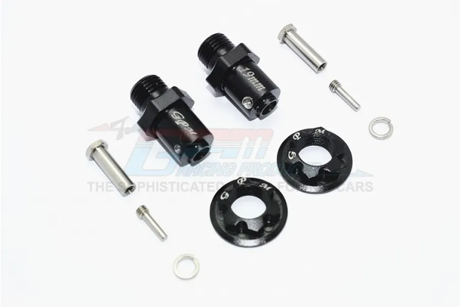 GPM Black Aluminium 12mm to 17mm Wheel Hex Adapters 2Pcs image 58558