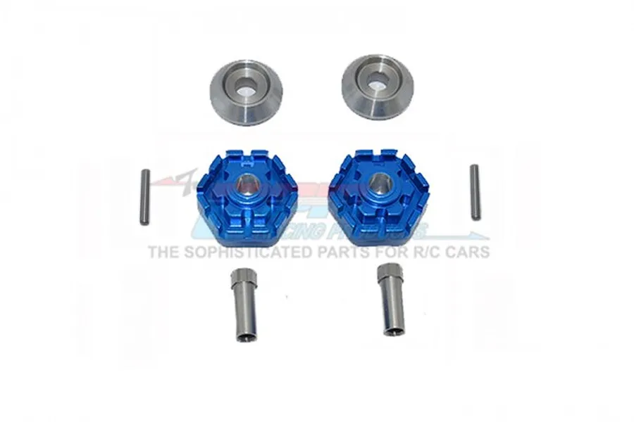 GPM Blue Aluminium 17mm Wheel Hex +10mm Adapter 2Pcs w/ Pins image 58568